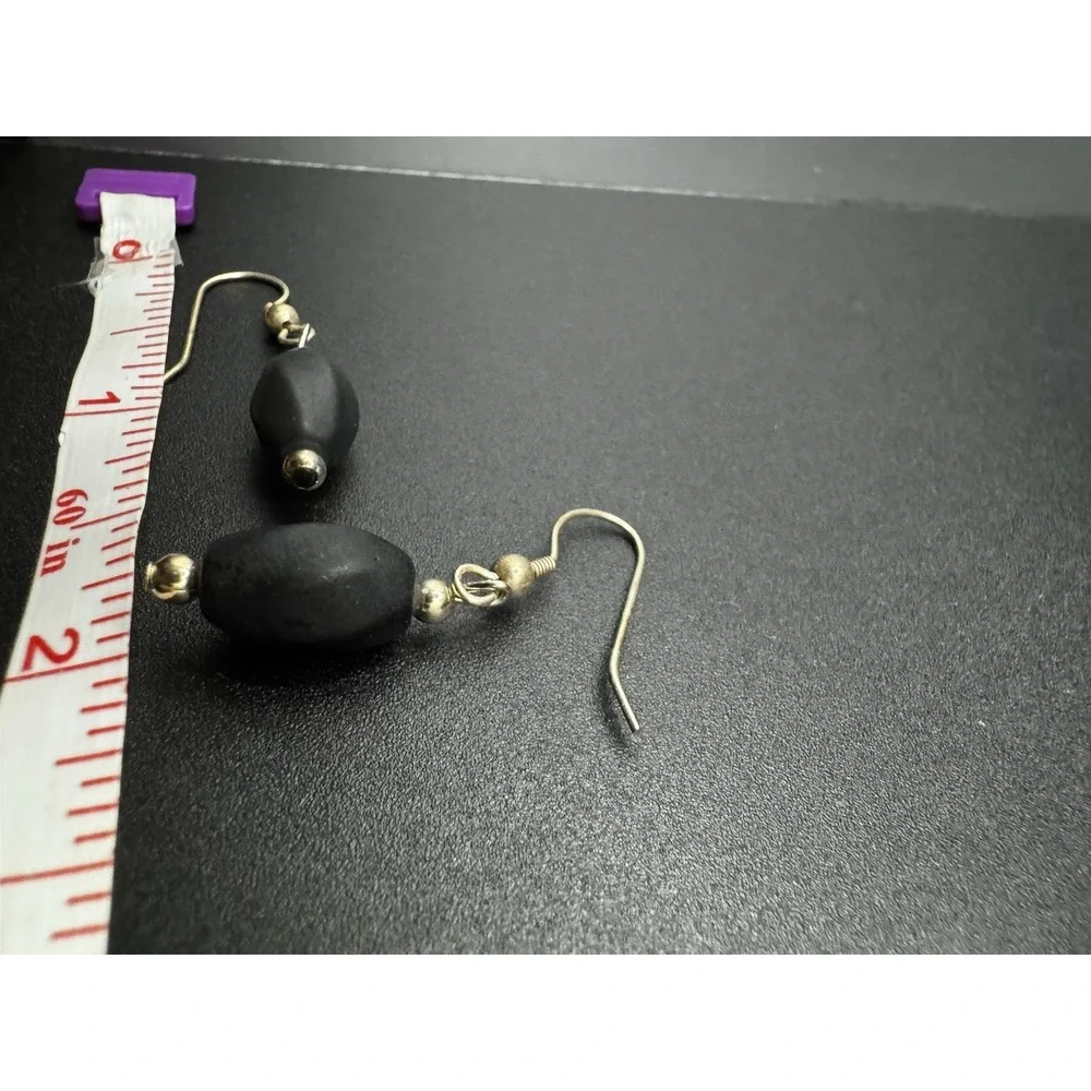 Mexico Black Obsidian‎ Dangle Earrings